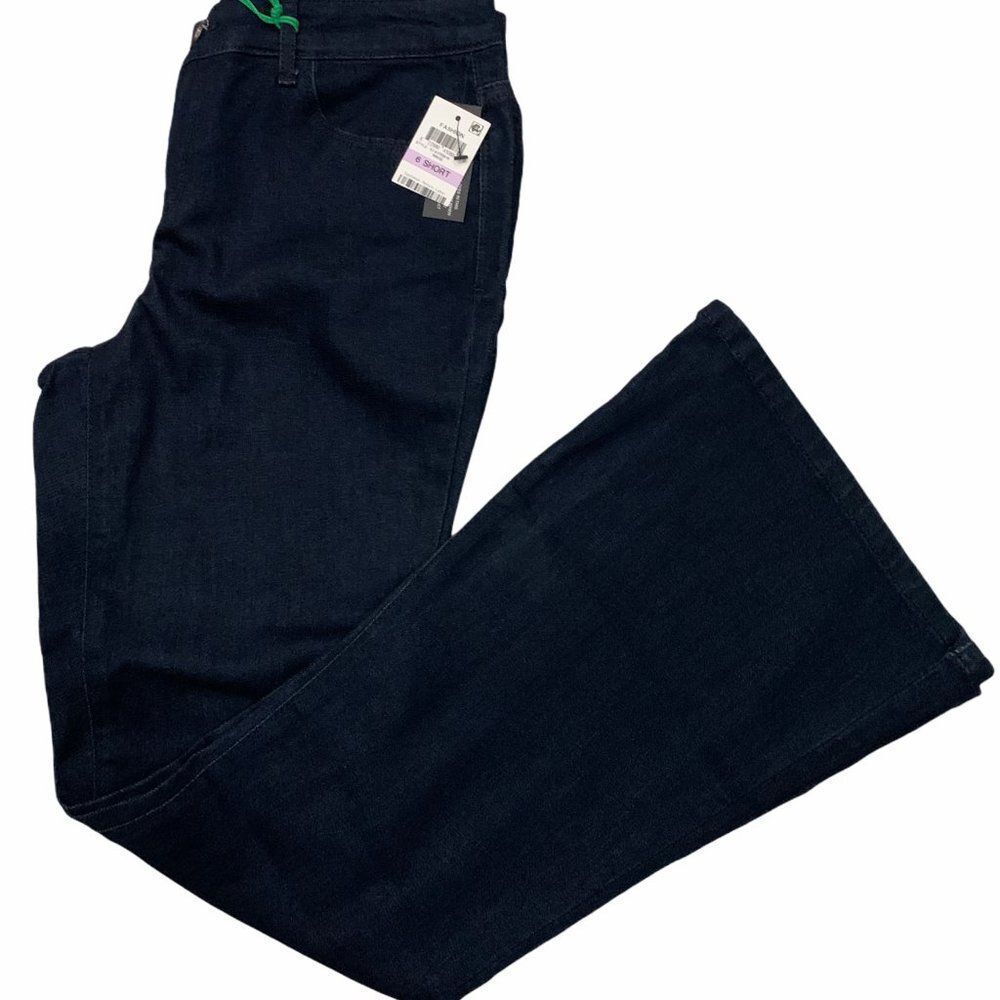 Style Co‎ Flare Leg Denim Pants Dark Wash 6 Short